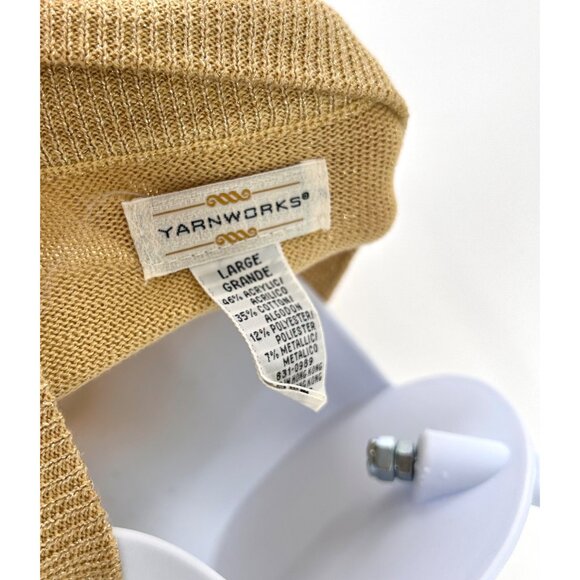 VINTAGE YARNWORKS METALLIC GOLD KNIT MOCK NECK LONG SLEEVE SWEATER - LARGE - Picture 4 of 4